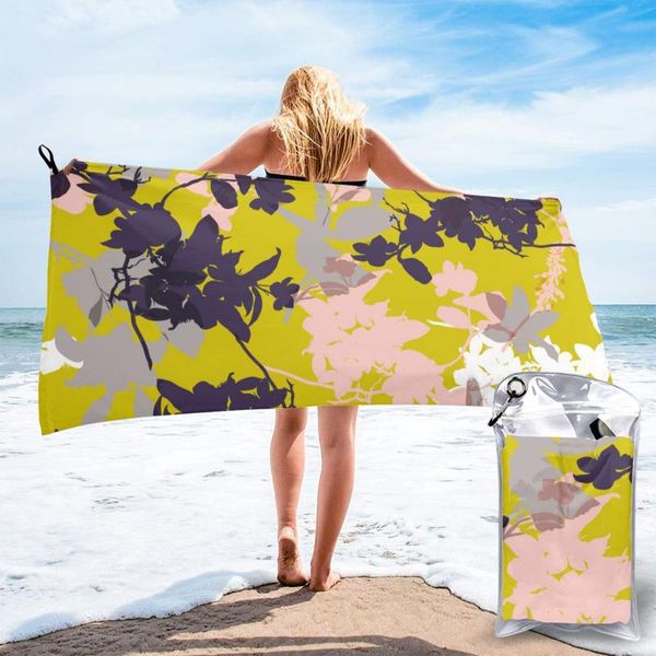 

towel bath botanical and flowers quick dry large thin absorbent soft for home travel camping swimming beach sport