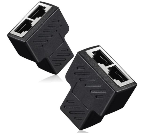 

new 1 to 2 ways rj45 lan ethernet network cable female splitter connector adapter