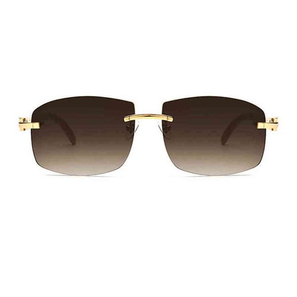 

2022 factory wholesale model rimless man brown/black frame driving eyeglasses come with box sunglasses, White;black