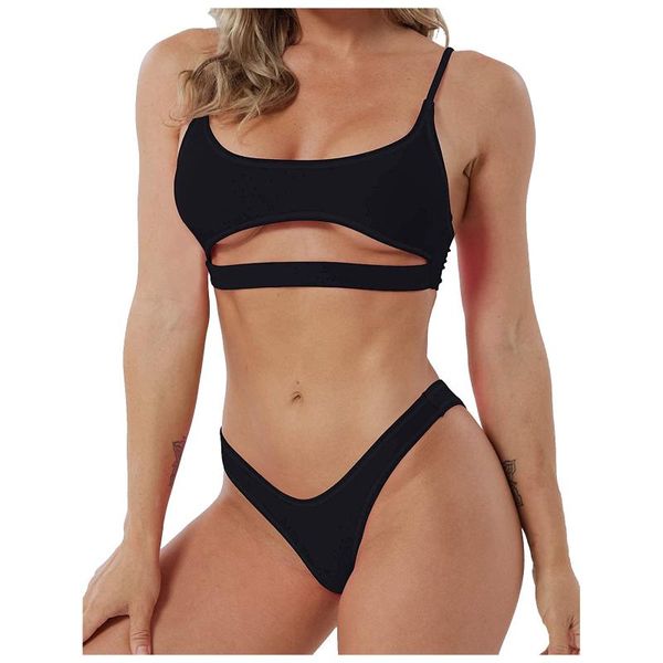 

women's swimwear arrival bikini set summer padded push up swimming suit 2 piece bthing female hollow out brazilian biquini #4, White;black