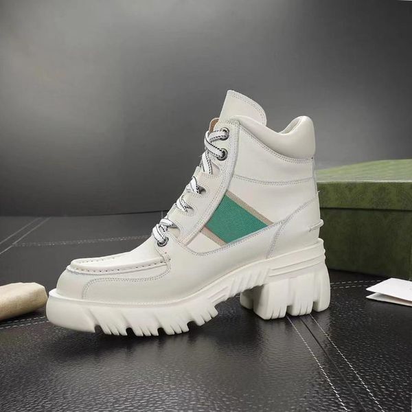 

autumn winter martin boots leather lace-up sneaker 100% cowhide casual woman boot fashion platform trainers thick bottom high women designer, Black