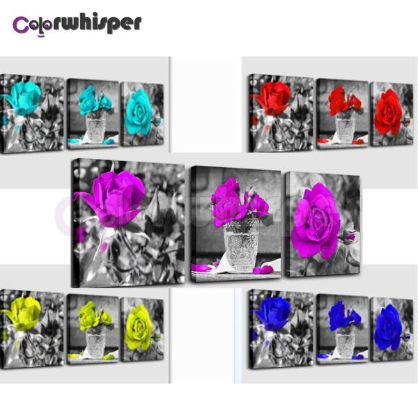 

diamond painting 3pcs full square/round drill flower colorful rose 5d daimond embroidery cross stitch picture wall art z2550