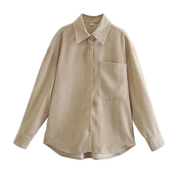 

streetwear women solid corduroy jacket fashion ladies turn down collar loose causal female chic pocket 210520, Black;brown