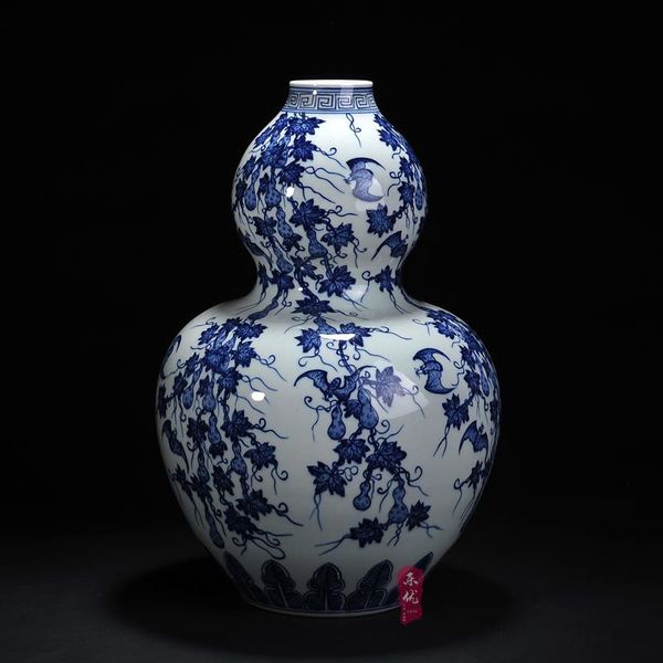 

vases ceramics antique vase large blue and white gourd bottle decoration craft gifts home furnishing living room