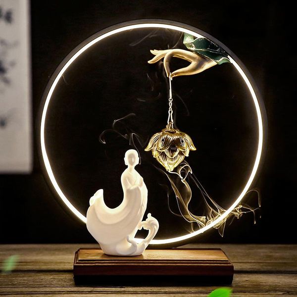 

candles home decoration lotus flower burner smoke fountain indoor waterfall incense tool candle warmer encensoir eg5 fragrance lamps