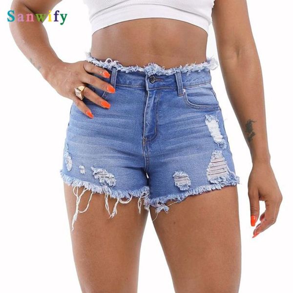 

ripped denim shorts women rise stretchy mini short 2021 summer pink women's, White;black