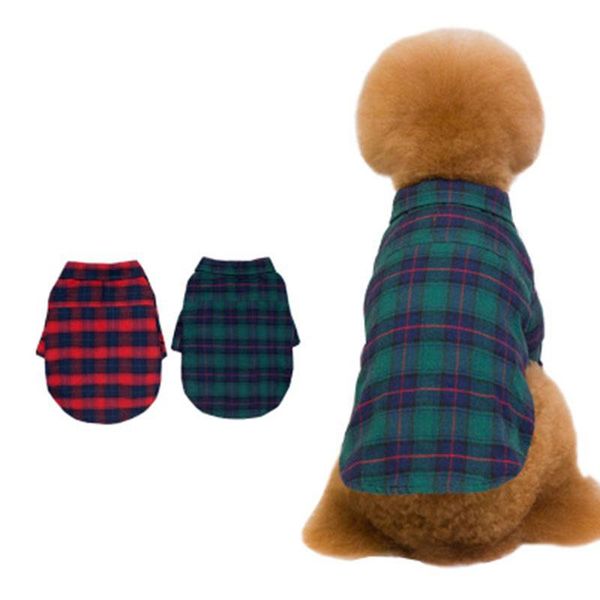 

dog apparel pet clothes turn-down collar plaid shirt puppy cute clothing coat costume fashion base christmas supplies