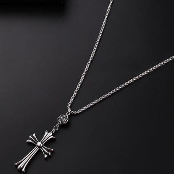 

design jewelry creative necklace trendy hip hop cross pendant men's and women's sweater chain wang junkai same student fashion jew, Silver