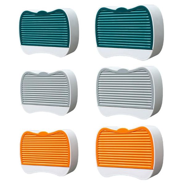 

soap dishes wall-mounted dish bathroom storage drain rack box hook plastic creative flip cover no trace sticker