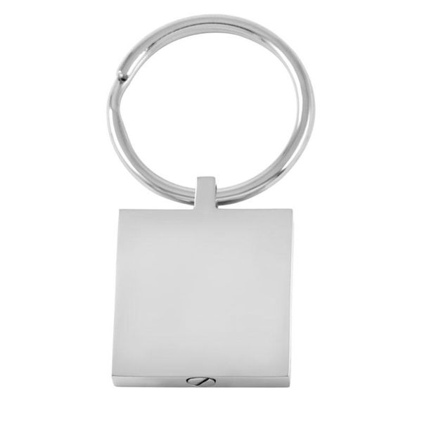 

keychains cmk2014 engravable pvd plated fadeless square keychain ashes holder pendant cremation key chain for mmeorial jewelry, Silver