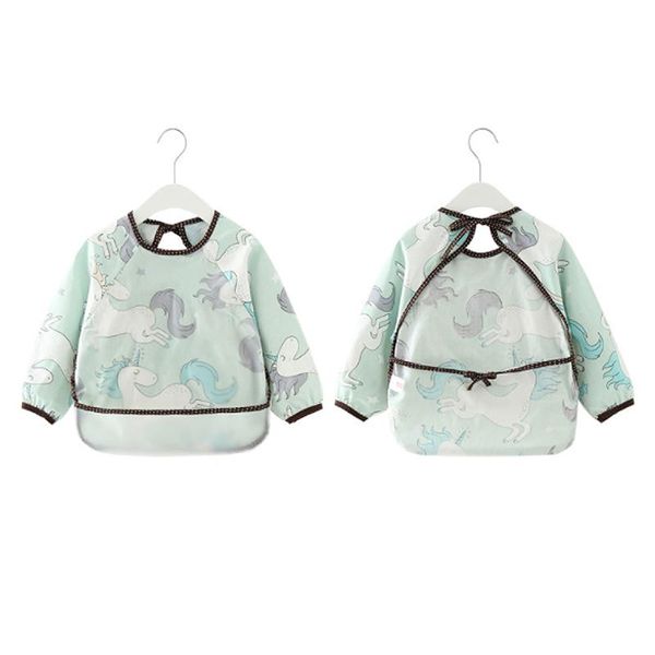 

bibs & burp cloths children's long sleeve bib summer short-sleeved printed clothes cute princess girl blouse washable cartoon waterproo