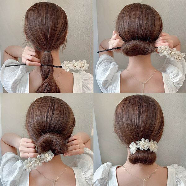 

new women hair elegant bud chiffon flowers hairstyles making long tools sweet headband fashion accessories