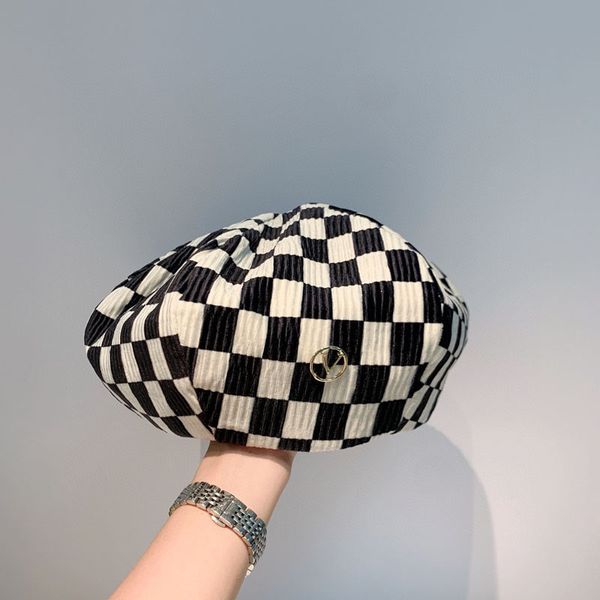 

2021 women berets cap designer bucket hats chess octagonal caps pumpkin hat fitted casquette winter shelter bonnet beanies 21092302r, Blue;gray