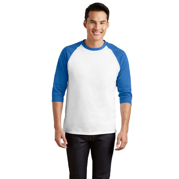 

sleeve fashion mens o-neck t-shirt men's casual 3/4 baseball tshirt raglan jersey shirt 5 colors, White;black