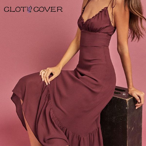 

women elegant midi classic dresses adjustable spaghetti strap summer slim sleeveless vintage ruffles beach loose vestidos casual, Black;gray