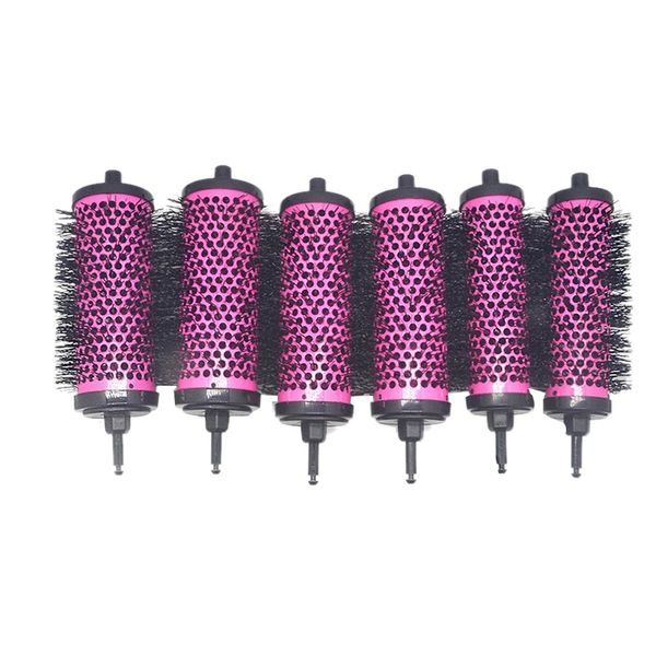 

6pcs/set 3 sizes detachable handle hair roller brush with positioning clips aluminum ceramic barrel curler comb hairdresserscouts