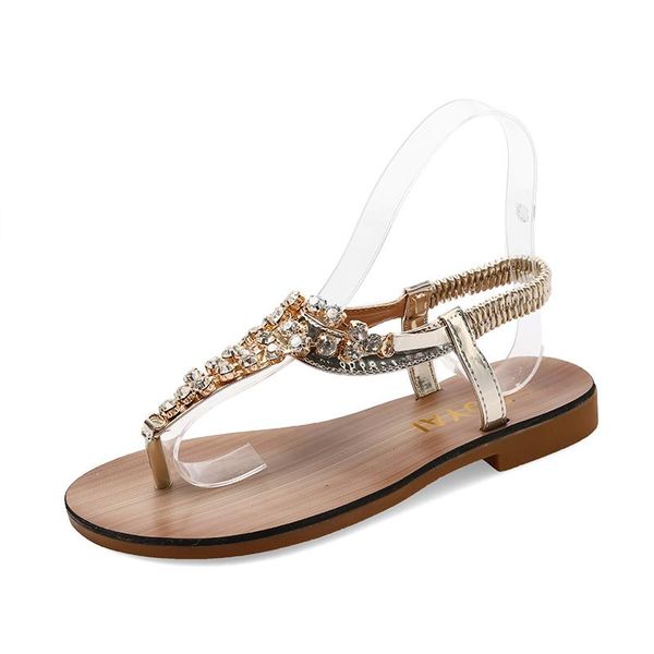 

t-strap shoes women sandals summer flat 2021 bohemian flip flops roman casual beach slip-on, Black