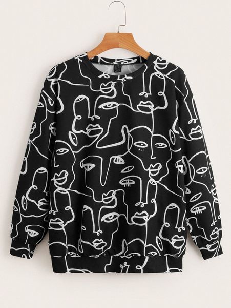 

figure graphic sweatshirt e2eo#, White;black