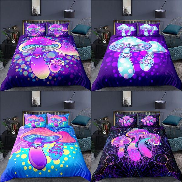 

home textile luxury 3d mushroom print 2/3pcs comfortable duvet cover pillowcase bedding sets single  and king eu/us/au size