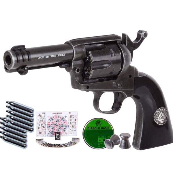 

umarex legends ace-in-the-hole co2 pellet revolver weathered kit air pistolmetal wall plate