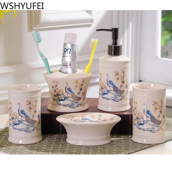 

bath accessory set nordic light luxury fashion ceramic five-piece bathroom products simple wedding