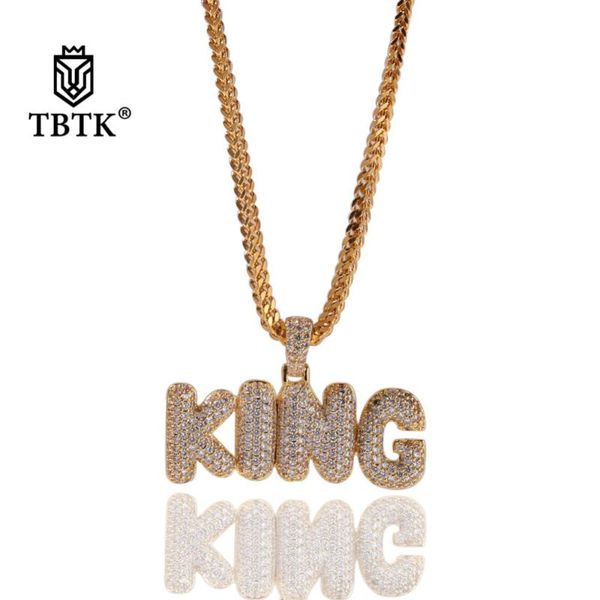 

pendant necklaces tbtk statement necklace king stitching letters copper metal paved sparkling charm zircon stones luxury jewelry man punk, Silver
