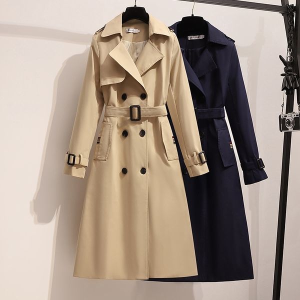 

autumn 2021 french small fragrant wind medium long windbreaker coat new women's dress with a thin waist, Tan;black