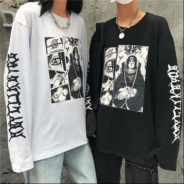 

women long sleeve t shirt for men anime naruto itachi uchiha korean style tee streetwear clothes harajuku ulzzang, White