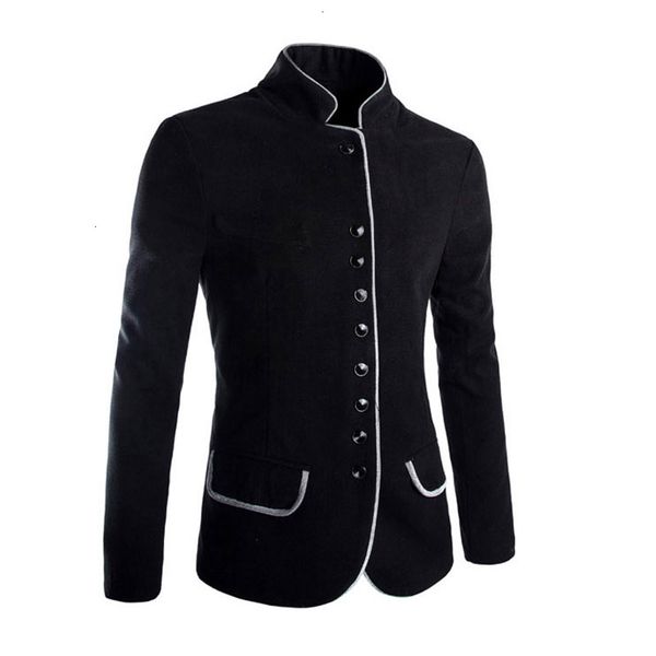 

multi men's row fashionable single button woolen stand collar suit, White;black