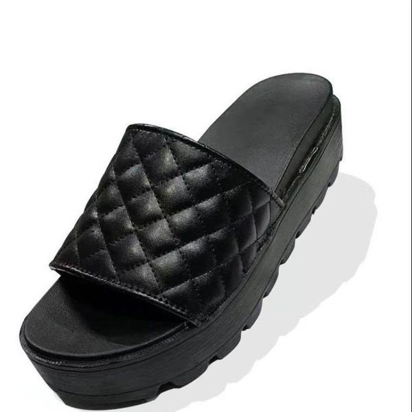 

designer lido sandals size stylist all-match platform slides leather woman summer no03 toe open shoes slippers 35-43 flat beibu, Black