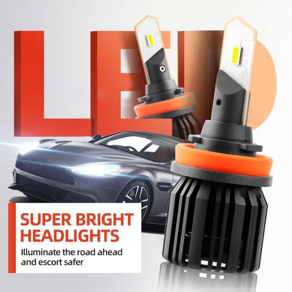 

car headlights 1pair headlight h4 h7 h8 h9 h11 9005 9006 led bulbs 6000k 8000lm 9v to 36v auto headlamps lights for