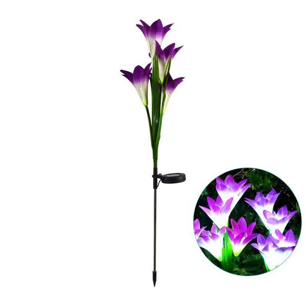

outdoor led solar light rgb color lily garden flower waterproof decorative lamp 600amh power yard lawn path wedding decorations