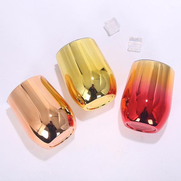 

mugs 12oz stainless steel beer european style outdoor portable u-shaped eggshell cup colorful fashion red wine glasscup