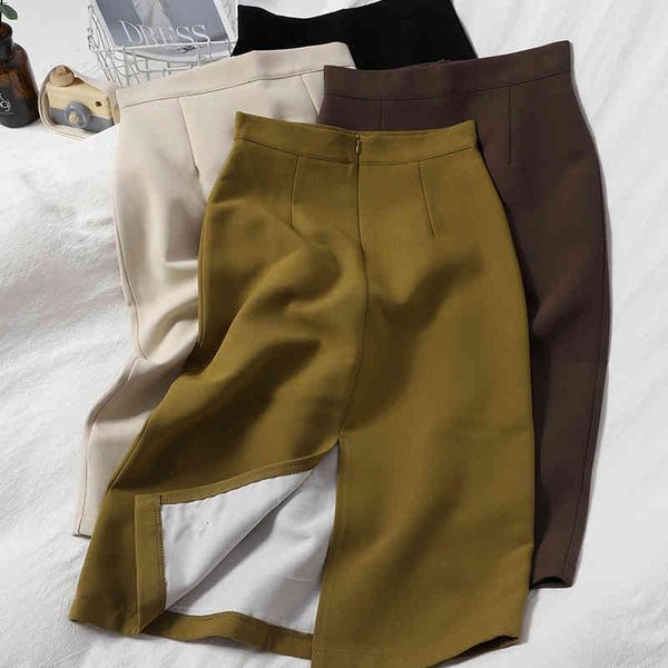 

Skirts Autumn Spring Women Midi Straight Package Hip Elegant Office Lady Fashionable Female 74BQ, Black