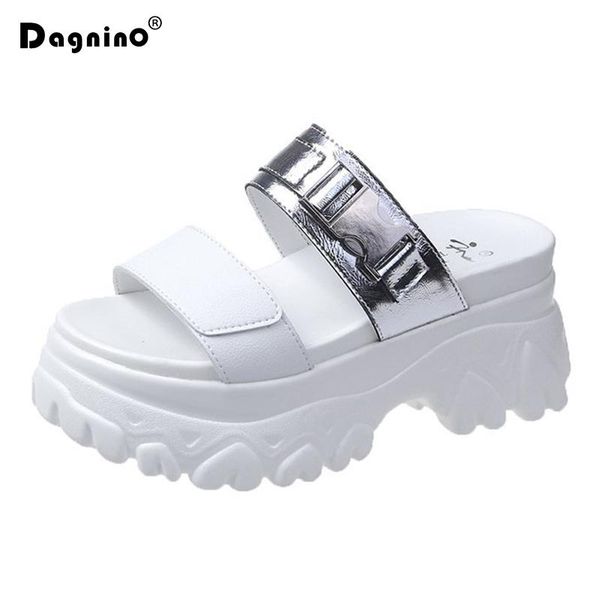 

summer hight platform slippers women open toe wedge high heels beach shoes leather buckle female sandals zapatos mujer woman 8cm, Black