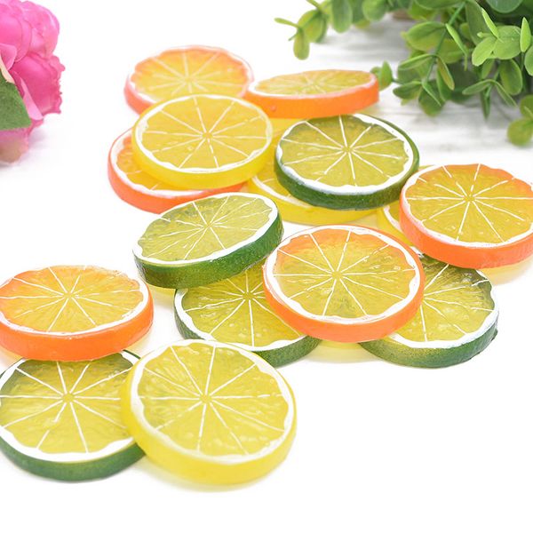 

5cm artificial fruit simulation lemons slices christmas fruits ornament kitchen wedding fake lemon decoration supplies