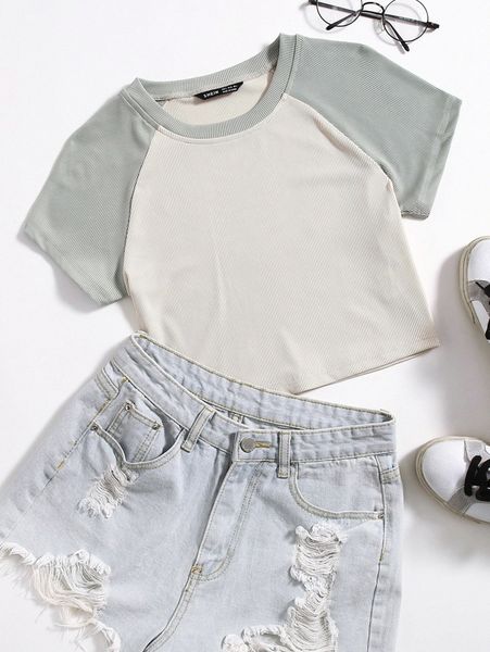 

rib-knit raglan sleeve tee f5lm#, White