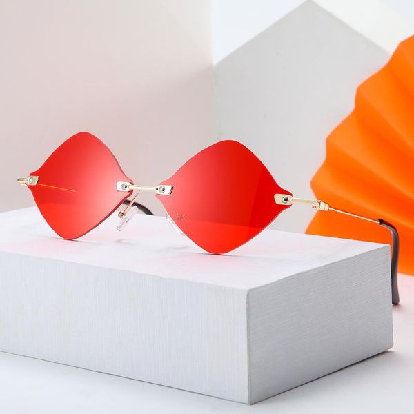 

mirrors fashion rimless cut-edge sunglasses, personality quadrilateral glasses
