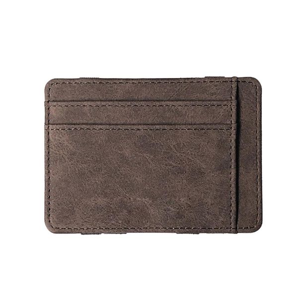 

card holders men horizontal luxury frosted brand short wallet vintage small slim coin pouch coffee purse holder money leather clip male, Brown;gray