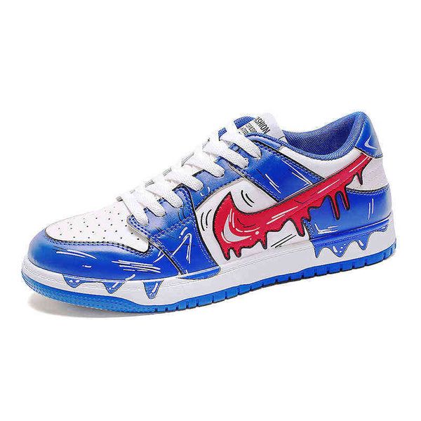 

2021 autumn trend men's shoes low students' two-dimensional melting ice cream aj board, Black