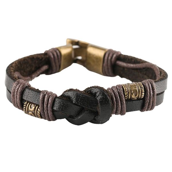 

charm bracelets retro alloy hand-woven multi-layer bracelet genuine leather set for men women gift, Golden;silver