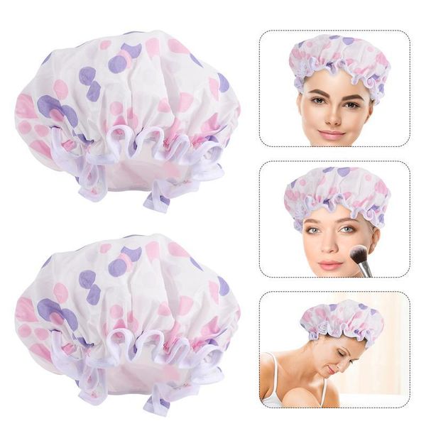 

shower caps 2pcs waterproof satin beauty household bathing bathroom for women girls