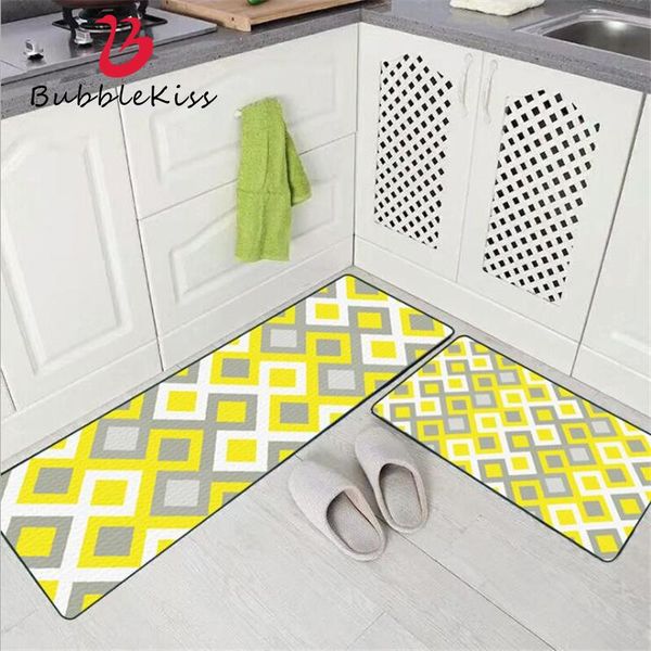

carpets nordic geometric bright yellow gray plaid fashion kitchen mat entry anti-slip bedroom bedside blanket carpet rug