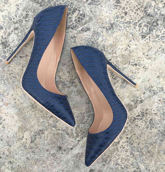 

fee style casual designer navy snake python printed patent point toe high heels shoes pumps bride wedding party 120, Black