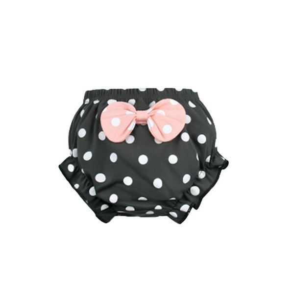 

infant girls underwear toddler diaper covers shorts cotton polka dots pattern panties with big bowknot for baby girl 0-2 years, Black