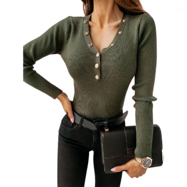 

winter deep v neck pure color women sweater slim fit knitted long sleeve button pullover jumper women's sweaters, White;black