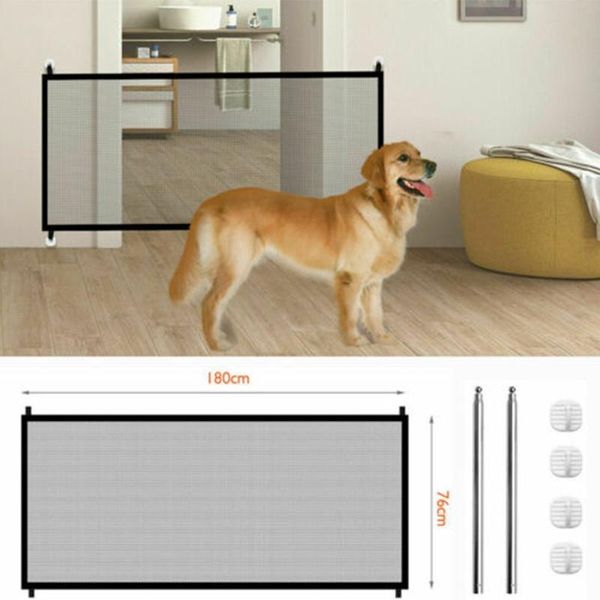 

kennels & pens portable mesh stair safety protection cat net pet gate with hook foldable dog fence set durable enclosure insulated guard