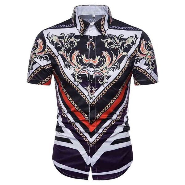 

3d digital printing court show style high end men's short sleeve shirt dc421, White;black