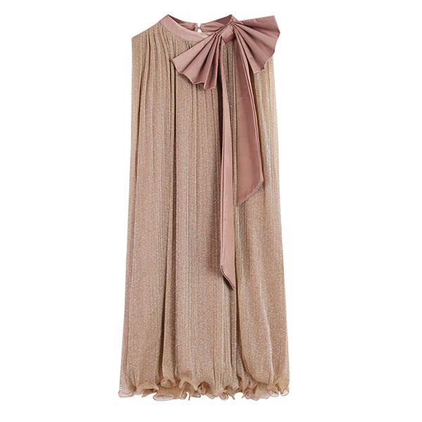 

khaki stand collar sweet big bow sleeveless tank sarafan loose straight ruffle mini short dress summer casual d1163 210514, Black;gray