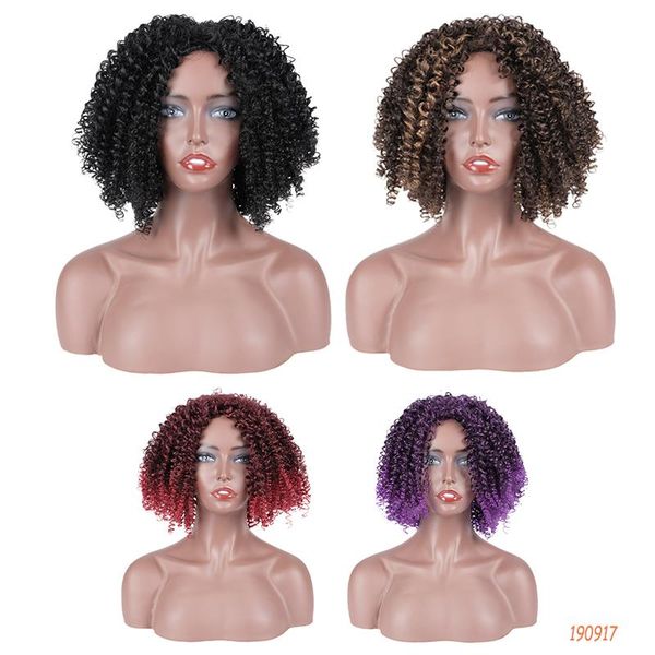 

synthetic wigs short afro kinky curl hair for black women ombre curly wig ponytail
